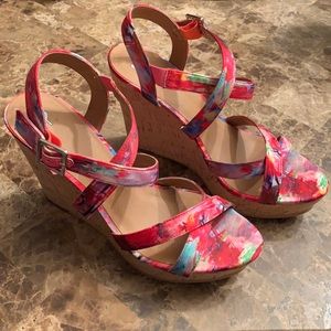 BP. Cute Cork Platform Wedge Sandals! Size 8